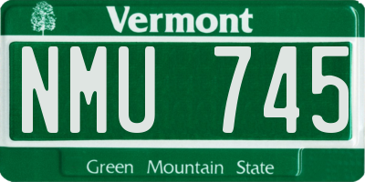 VT license plate NMU745