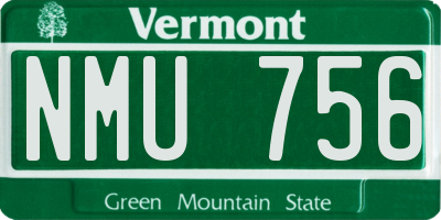VT license plate NMU756