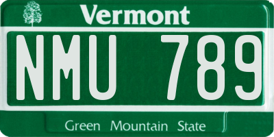 VT license plate NMU789