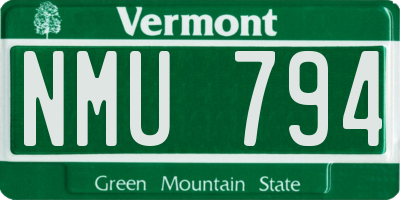 VT license plate NMU794