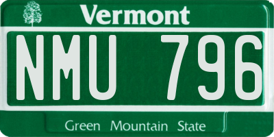 VT license plate NMU796