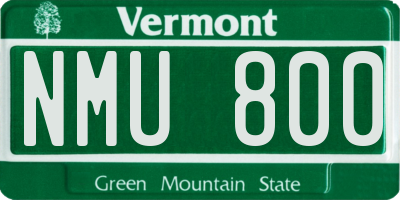 VT license plate NMU800