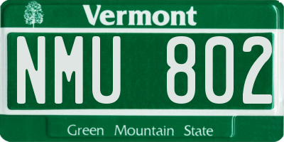 VT license plate NMU802