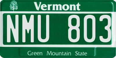 VT license plate NMU803