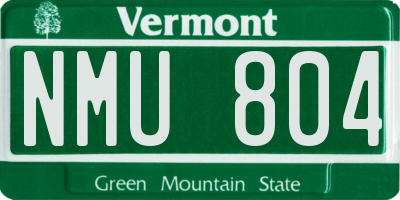 VT license plate NMU804