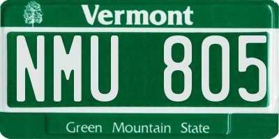 VT license plate NMU805