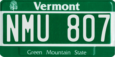 VT license plate NMU807