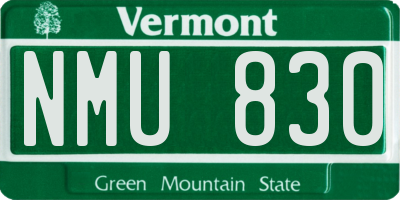 VT license plate NMU830