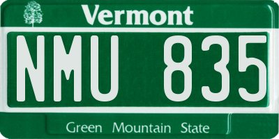 VT license plate NMU835