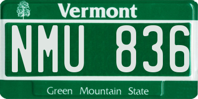 VT license plate NMU836