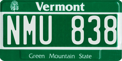VT license plate NMU838