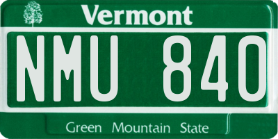 VT license plate NMU840