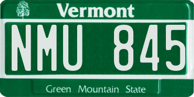 VT license plate NMU845