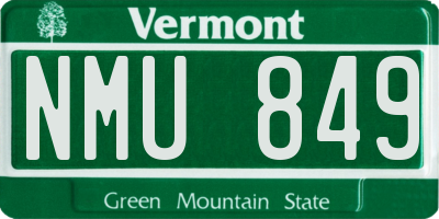 VT license plate NMU849