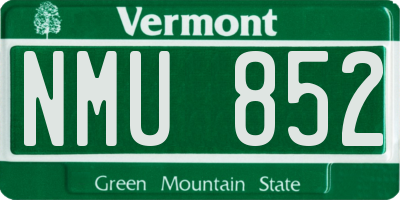 VT license plate NMU852