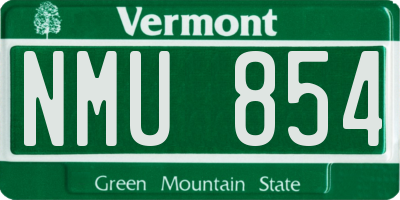 VT license plate NMU854
