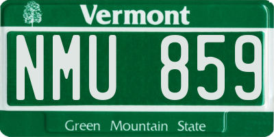 VT license plate NMU859