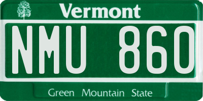 VT license plate NMU860
