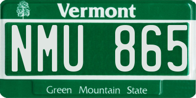 VT license plate NMU865
