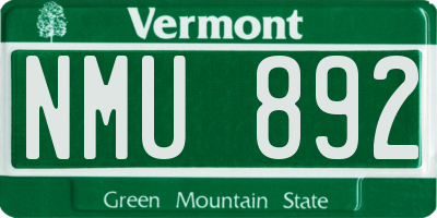 VT license plate NMU892