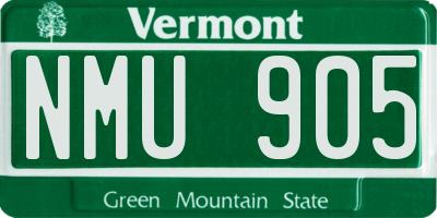 VT license plate NMU905