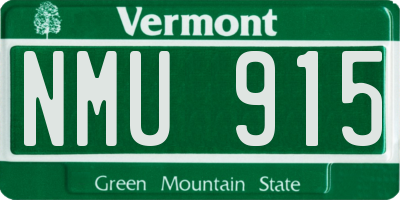VT license plate NMU915