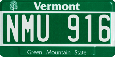 VT license plate NMU916
