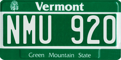 VT license plate NMU920