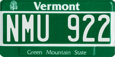 VT license plate NMU922