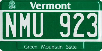 VT license plate NMU923