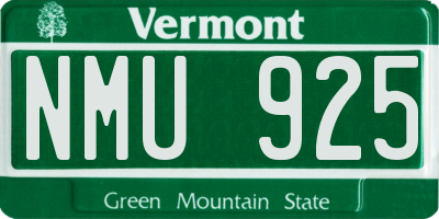 VT license plate NMU925