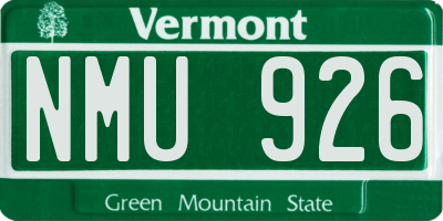 VT license plate NMU926