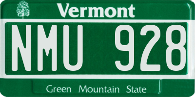 VT license plate NMU928