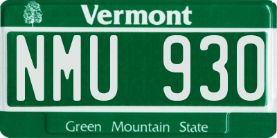 VT license plate NMU930