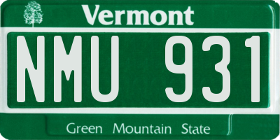 VT license plate NMU931