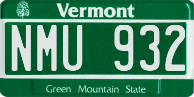 VT license plate NMU932