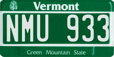 VT license plate NMU933