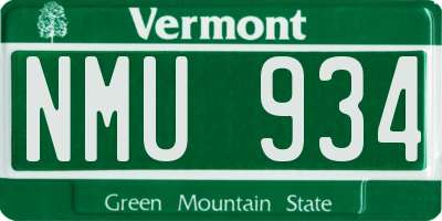 VT license plate NMU934