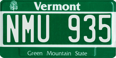 VT license plate NMU935