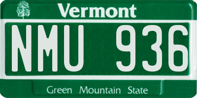 VT license plate NMU936