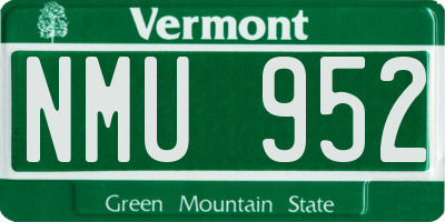 VT license plate NMU952