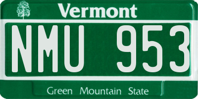 VT license plate NMU953