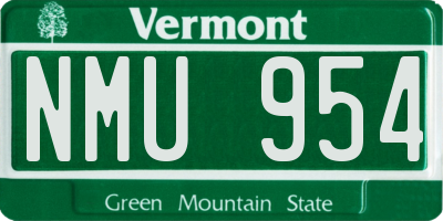 VT license plate NMU954