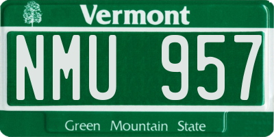 VT license plate NMU957