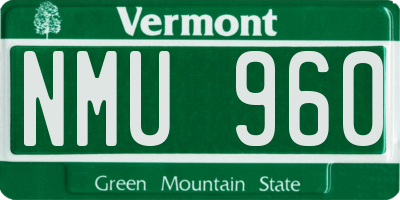 VT license plate NMU960