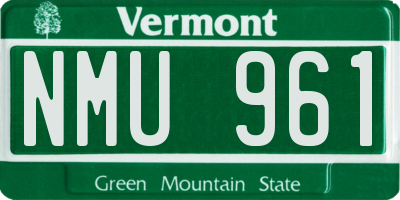VT license plate NMU961
