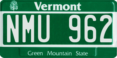 VT license plate NMU962