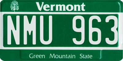 VT license plate NMU963