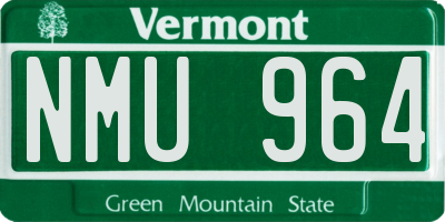 VT license plate NMU964