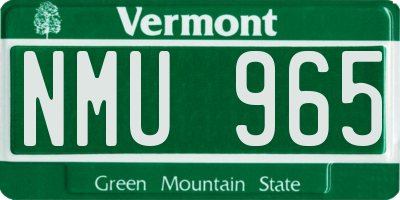 VT license plate NMU965